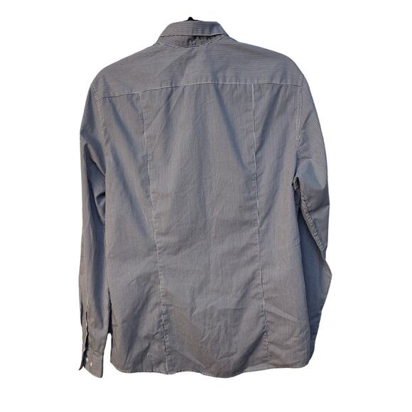 H&M Striped Long Sleeve Collared Button Up Shirt Color Navy Blue/White Size M - Picture 2 of 9